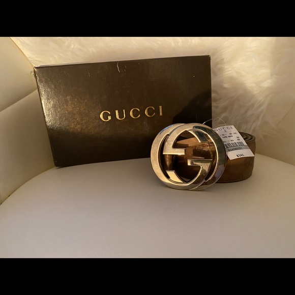 Tan leather Gucci belt. Silver hardware. New used. - Picture 1 of 4